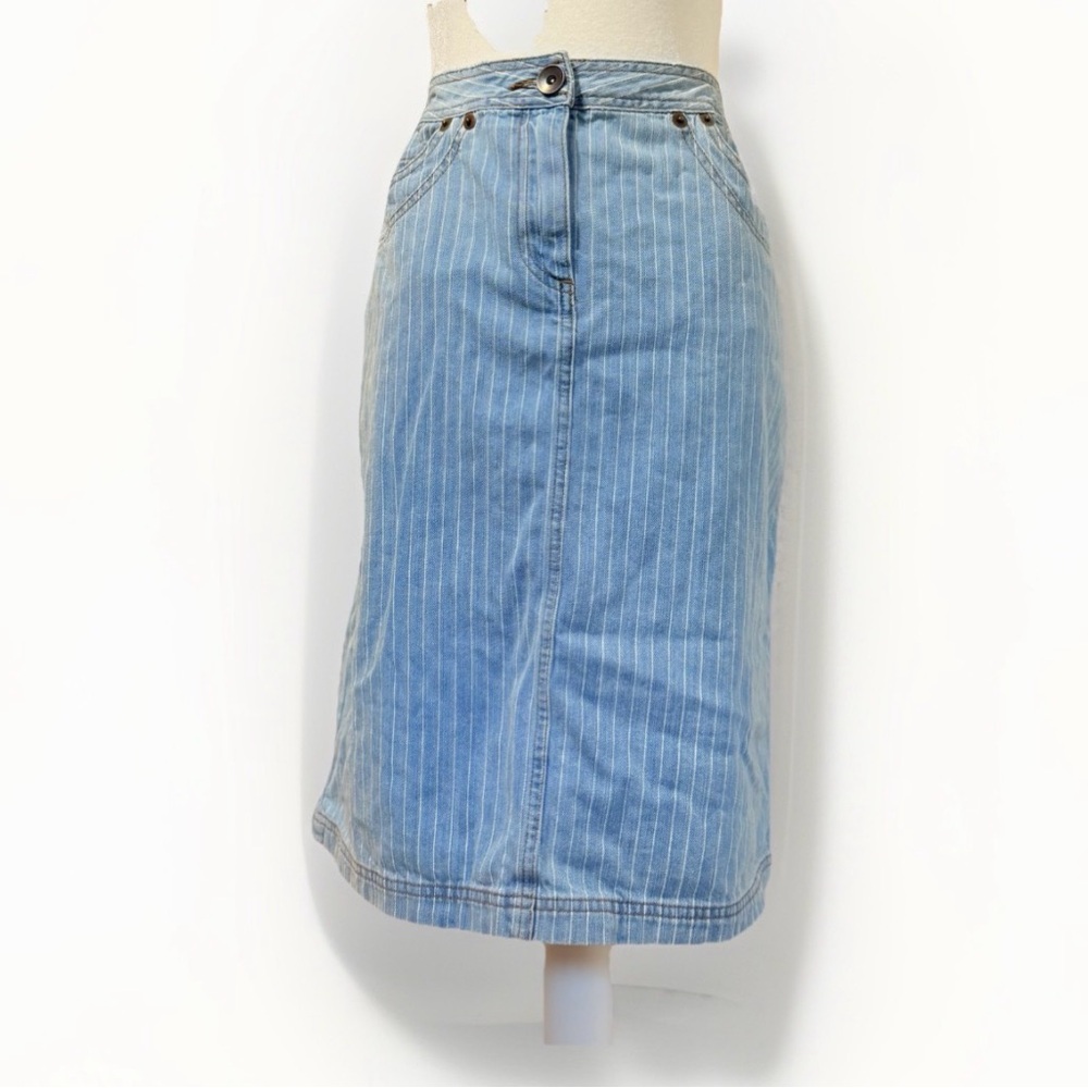 Vintage The Territory Ahead Pinstripe Denim Midi Skirt Size 6 Y2K